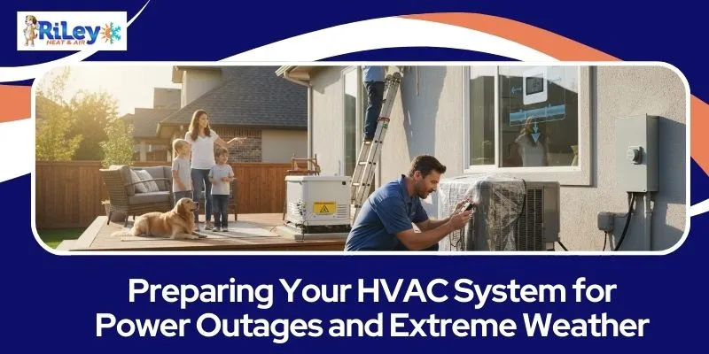 HVAC outdoor unit protected against extreme weather and power outages at a residential home