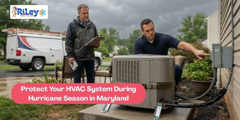 HVAC outdoor unit protected during hurricane season in Maryland