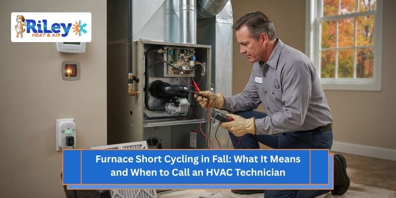 HVAC technician inspecting a residential furnace for short cycling issues